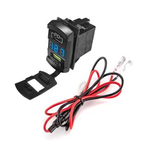 Wsays USB C 12v Rocker Switch Dual USB Charger/Outlet with LED Voltmeter Display Compatible with UTVs ATVs SUVs Trucks Boats RVs Campers Trailers