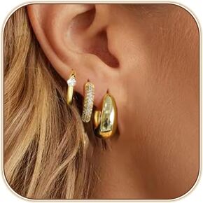 Luxval Gold Hoop Earrings for Women Trendy 14K Gold Plated Lightweight Small Gold Earrings Sets Huggie Dainty Hoops Earrings for Women Gold Jewelry for Women Gifts