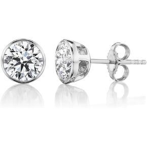 1/2 to 2 Carat Lab Grown Diamond Round Stud Earrings for Women I 14k Gold Earrings (G-H, VS1-VS2, cttw) Brilliant Cut Bezel Set Diamond Earrings I Push Back Studs by Carbon Atelier