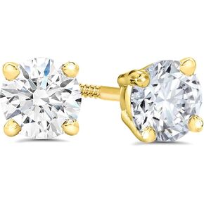 AGS Certified (Near Colorless I1-I2) 1/5ct TW to 2.00ct TW Natural Diamond Stud Earrings Set in 14K Gold with Screw Back