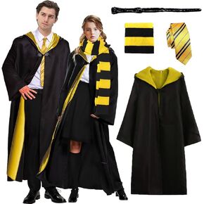 Wizard Costume Cosplay Set, Wizard Cloak Robe for Adults Teens, Wizarding Halloween Costume Accessories for Party
