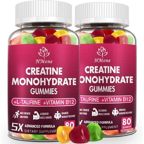Creatine Monohydrate Gummies - 5g for Men & Women, 160 Count and Creatine Chewable Supplements for Muscle Gain, Muscle Strength, Energy Boost, and Muscle Builder, Sugar Free, Vegan