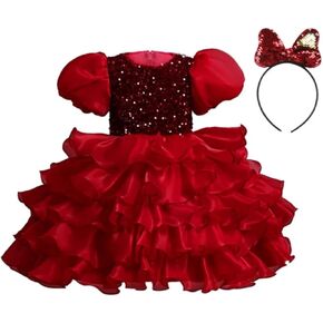 Elegant Little Girls Party Dress Age 1-4 Elegantly Customized Birthday Dress with Puffy Sleeves, Skirt, Sequins