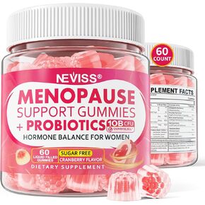 Sugar Free Menopause Supplement Filled Gummies for Women, Menopause Probiotics Hormone Balance Gummies with Ashwagandha, Dong Quai & Black Cohosh for Hot Flashes, Night Sweats, Mood Swings, Gut Health