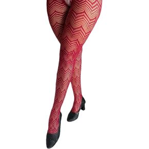Women's Vintage Herringbone Pattern Fishnet Pantyhose Leggings Tights Print Stockings for Holiday Parties