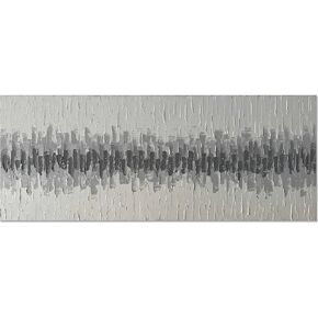 Abstract Wall Art Hand-Painted Grey White Painting Thick Textured Canvas Wall Art for Home Decor Lightweight Framed 59x24 inches Ready to Hang.