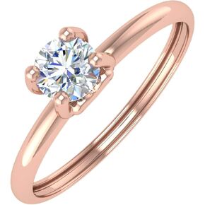 FINEROCK 1/4 Carat 4-Prong Set Diamond Solitaire Engagement Ring Band in 10K Gold