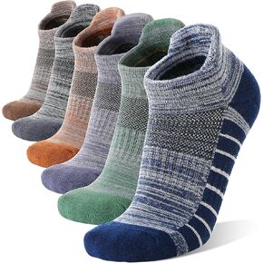 Ankle No Show Running Hiking Athletic Socks Sports Compression Cotton Cushioned Socks 6 Pairs for Women Men
