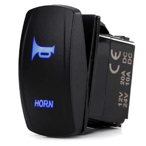 Rocker Switch, Momentary Horn Toggle Switch 12V-24V 3 Pin ON Off Blue LED Light Push Button Switch for Car RV Boat Marine