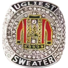 Ugly Christmas Sweater Championship Ring Christmas Ring For Men And Women| Funny Holiday Award Medal For Ugliest Sweater Party Competition