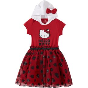 Hello Kitty Sanrio Girls Cosplay Hooded Tulle Dress for Toddler and Big Kids