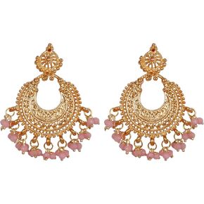 Touchstone Indian Bollywood Desire Tribal Boho Chic Moon Chandbaali Theme Designer Earrings For Women.