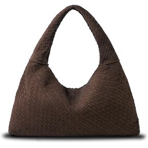 Vegan Leather Woven Tote Bag, Vintage Suede Hobo Bag, Suede Woven Purse, Large Leather Shoulder Bag Braided Handbag