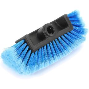 Car Wash Brush Head, 10 Inch Automotive Wash Brush Head with Soft Bristles, Flow-Thru Dip Brush for Vehicle Boat RV Camper Truck Washing, Universal Car Accessories (Blue)