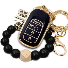 Car Key Fob Cover for Honda 2022 2023 2024 2025 Civic CR-V XR-V with Bling Bracelet Silicone Bead Diamond Key Chain