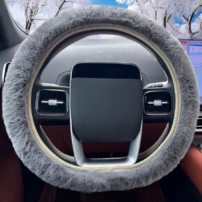 Soft Fluffy Car Steering Wheel Cover, Fuzzy Fur Winter Protector Car for Women,Warm,Anti Slip,Red