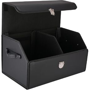Trunk Organizer for Car Trunk Organizer and Storage,SUV Trunk Organizer Leather Storage, Cargo Box-Automotive Consoles Organizers-Multi-Compartment Adjustable Auto Grocery Home Storage Box