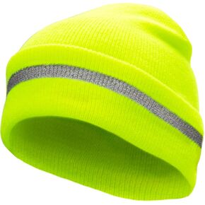 JORESTECH Safety Beanie Unisex Knit Cap Black with Reflective Stripe or Reflective Stitching High Visibility