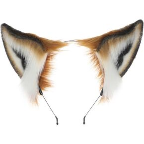 Faux Fur Wolf Fox Ears Headband Furry Animal Ears Hair Hoop Cosplay Headwear Halloween Christmas Party Headpiece