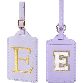 Personalized Initial Luggage Tags for Suitcases,2 Versions Leather Letter Cute Luggage Tags with Privacy Name Card,Embroidered Travel Bag Backpack Tags Gifts for Women Kids Girls Teens