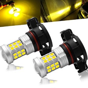 Super Bright 3000lm 2504,PSX24W,12276 LED Fog Lights Bulbs DRL High Power 2835 Chips with Projector Lens Replacement for Cars Trucks, 6000K Xenon White