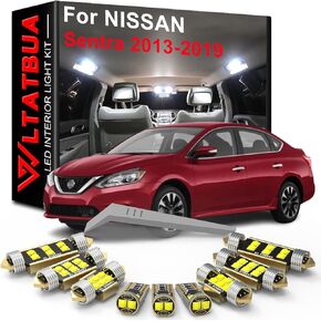 LED Interior Light Kit Package Replacement for NISSAN Sentra 2013 2014 2015 2016 2017 2018 2019, Super Bright 6000K White Bulbs + Install Tool
