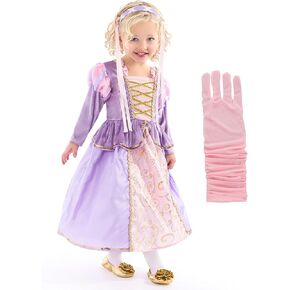 Little Adventures Classic Rapunzel Princess Dress Up Costume with Headband and Gloves - Machine Washable Girls Child Pretend Play (Size Medium Age 3-5)