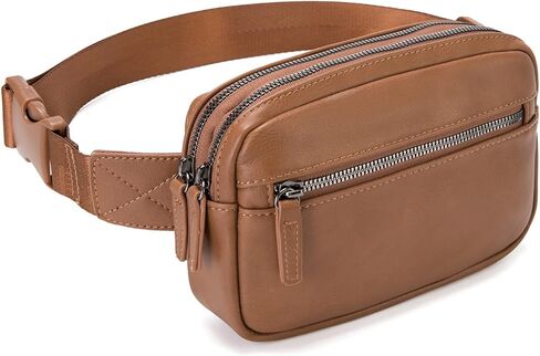 حقيبة حزام للنساء من جلد البولي يوريثان، حقيبة خصر عصرية للنساء مع حزام قابل للتعديل في كل مكان (بني) in Kuwait