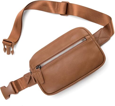 حقيبة حزام للنساء من جلد البولي يوريثان، حقيبة خصر عصرية للنساء مع حزام قابل للتعديل في كل مكان (بني) in Kuwait