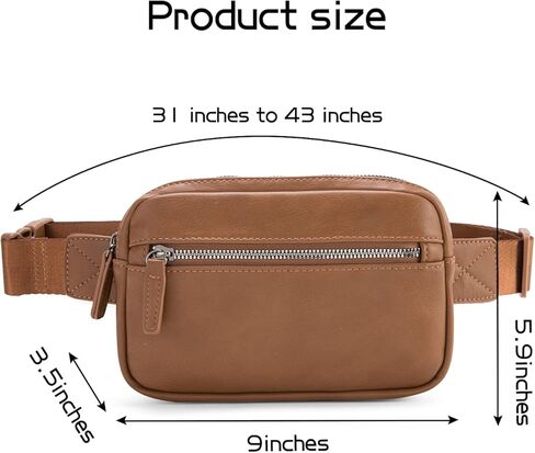 حقيبة حزام للنساء من جلد البولي يوريثان، حقيبة خصر عصرية للنساء مع حزام قابل للتعديل في كل مكان (بني) in Kuwait