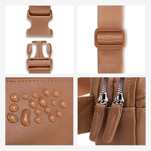 حقيبة حزام للنساء من جلد البولي يوريثان، حقيبة خصر عصرية للنساء مع حزام قابل للتعديل في كل مكان (بني) in Kuwait