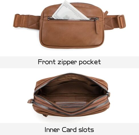 حقيبة حزام للنساء من جلد البولي يوريثان، حقيبة خصر عصرية للنساء مع حزام قابل للتعديل في كل مكان (بني) in Kuwait