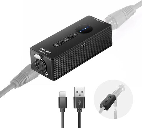 Neewer 1-Channel 48V Phantom Power Supply with Adapter, BONUS+XLR 3 Pin Microphone Cable for Any Condenser Microphone Music Recording Equipment (8 feet) in Kuwait