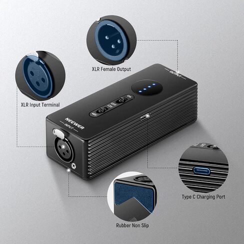 Neewer 1-Channel 48V Phantom Power Supply with Adapter, BONUS+XLR 3 Pin Microphone Cable for Any Condenser Microphone Music Recording Equipment (8 feet) in Kuwait
