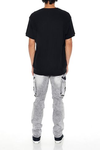 Forever 21 Men's Acid Wash Slim-fit Cargo Jeans in Saudi Arabia