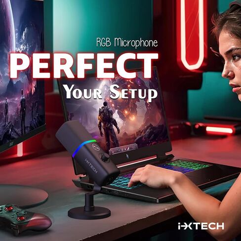 IXTECH Microphone Boom Arm with Desk Mount, 360° Rotatable, Adjustable and Foldable Scissor Mounting for Podcast, Video Gaming, Radio and Studio Audio, Sturdy and Universal - Elegance Model in Kuwait