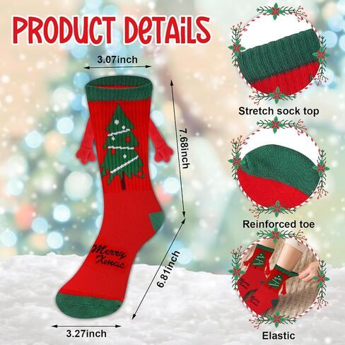 Christmas Holding Hands Socks Christmas Funny Magnetic Socks Winter Xmas Magnetic Hand Holding Socks for Family in Kuwait