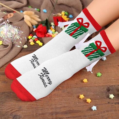 Christmas Holding Hands Socks Christmas Funny Magnetic Socks Winter Xmas Magnetic Hand Holding Socks for Family in Kuwait