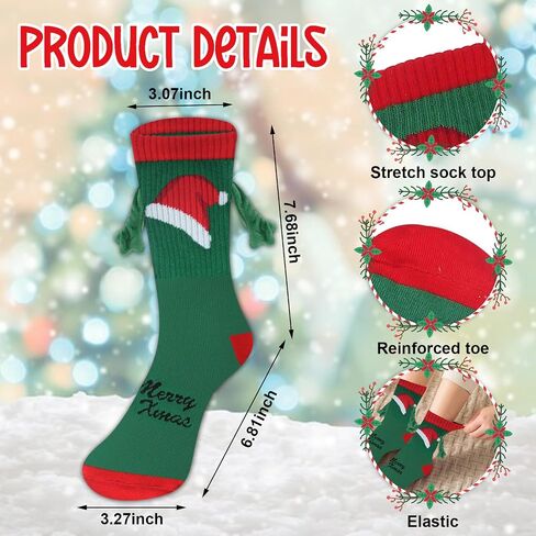 Christmas Holding Hands Socks Christmas Funny Magnetic Socks Winter Xmas Magnetic Hand Holding Socks for Family in Kuwait