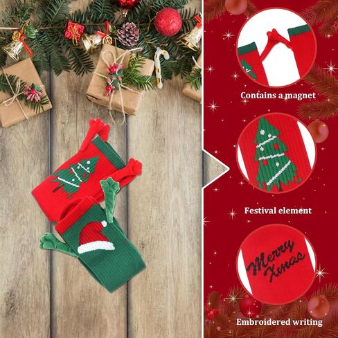 Christmas Holding Hands Socks Christmas Funny Magnetic Socks Winter Xmas Magnetic Hand Holding Socks for Family in Kuwait