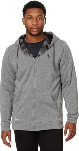 U.S. Polo Assn. Men's USPA Big and Tall Solid Full Zip Camo Lined Sherpa Hoodie in Saudi Arabia