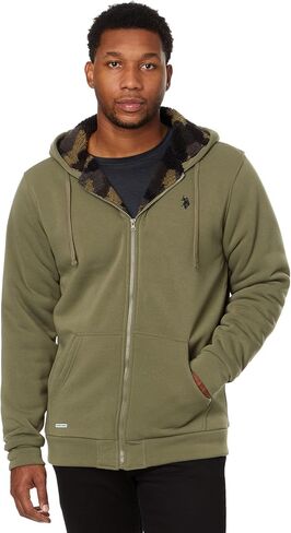 U.S. Polo Assn. Men's USPA Big and Tall Solid Full Zip Camo Lined Sherpa Hoodie in Saudi Arabia