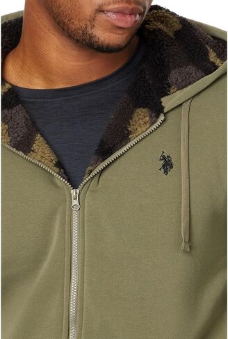 U.S. Polo Assn. Men's USPA Big and Tall Solid Full Zip Camo Lined Sherpa Hoodie in Saudi Arabia