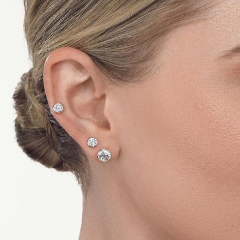 1/2 to 2 Carat Lab Grown Diamond Round Stud Earrings for Women I 14k Gold Earrings (G-H, VS1-VS2, cttw) Brilliant Cut Bezel Set Diamond Earrings I Push Back Studs by Carbon Atelier in Saudi Arabia