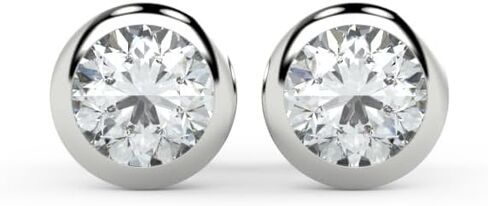1/2 to 2 Carat Lab Grown Diamond Round Stud Earrings for Women I 14k Gold Earrings (G-H, VS1-VS2, cttw) Brilliant Cut Bezel Set Diamond Earrings I Push Back Studs by Carbon Atelier in Saudi Arabia