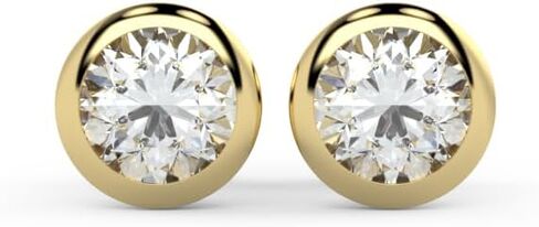 1/2 to 2 Carat Lab Grown Diamond Round Stud Earrings for Women I 14k Gold Earrings (G-H, VS1-VS2, cttw) Brilliant Cut Bezel Set Diamond Earrings I Push Back Studs by Carbon Atelier in Saudi Arabia