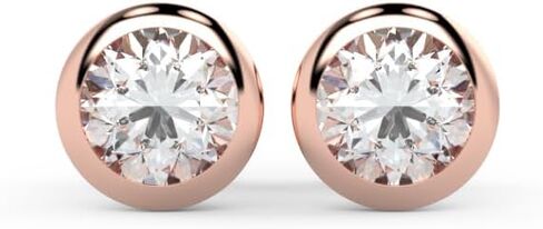 1/2 to 2 Carat Lab Grown Diamond Round Stud Earrings for Women I 14k Gold Earrings (G-H, VS1-VS2, cttw) Brilliant Cut Bezel Set Diamond Earrings I Push Back Studs by Carbon Atelier in Saudi Arabia