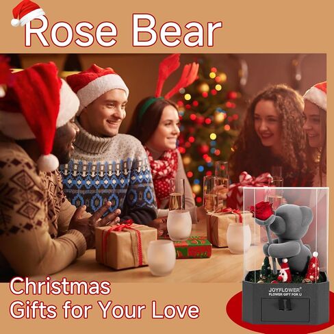 Preserved Flowers with Cute Teddy Bear, Eternal Real Rose Romantic Gift with Elegant Gift Box for Girlfriend Wife Her in Valentine's Day, Birthday, Christmas, Weddings, Anniversaries in Saudi Arabia