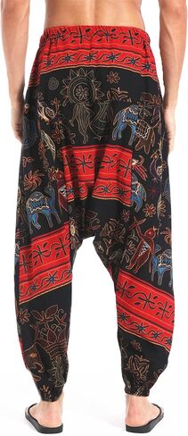 AITFINEISM Men's Drawstring Aladdin Hippie Harem Pants Loose Drop Crotch Trousers in Kuwait