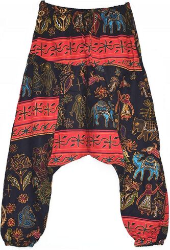 AITFINEISM Men's Drawstring Aladdin Hippie Harem Pants Loose Drop Crotch Trousers in Kuwait